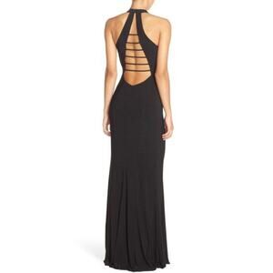 Glow Black Halter Neck Cut Out Strappy Evening Formal Dress WMNS Sleeveless Gown